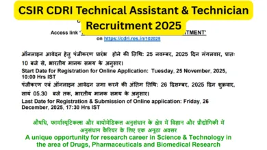 CSIR CDRI Technical Assistant & Technician Recruitment 2025 Notification Released and Apply Online for 44 Posts