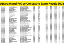 Uttarakhand Police Constable (2000 Posts) Exam Result 2025 Released, Download PDF