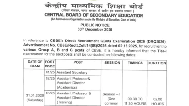 CBSE Group A, B & C (124 Posts) Exam Date & Admit Card 2026 Released, Check Now