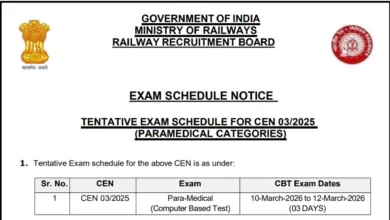 Railway RRB Paramedical Staff (434 posts) Exam Date & Admit Card 2025 Released, Check Now