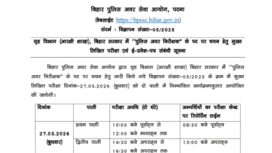 Bihar Police Sub Inspector (1799 Posts) Exam Date & Admit Card 2025 Released, Check Now