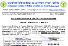 PGIMER Chandigarh Recruitment 2026 Notification