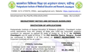 PGIMER Chandigarh Recruitment 2026 Notification