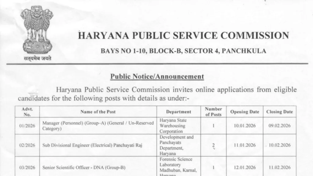 Haryana HPSC Exam Calendar 2026 Released: Check Various Posts Exam Date