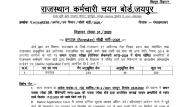 Rajasthan RSSB Forester Recruitment 2026 Notification Released for 259 Posts, Apply Online