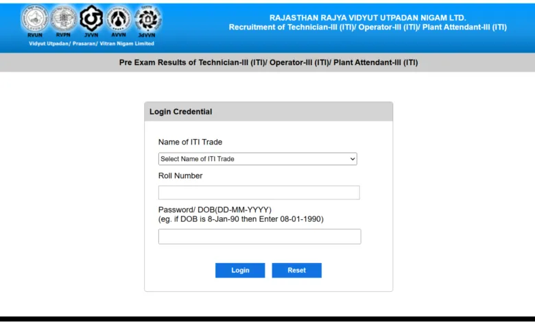 Rajasthan RVUNL Technician, Operator and Plant Attendant (2163 Posts) Exam Result 2026 Released, Check Now