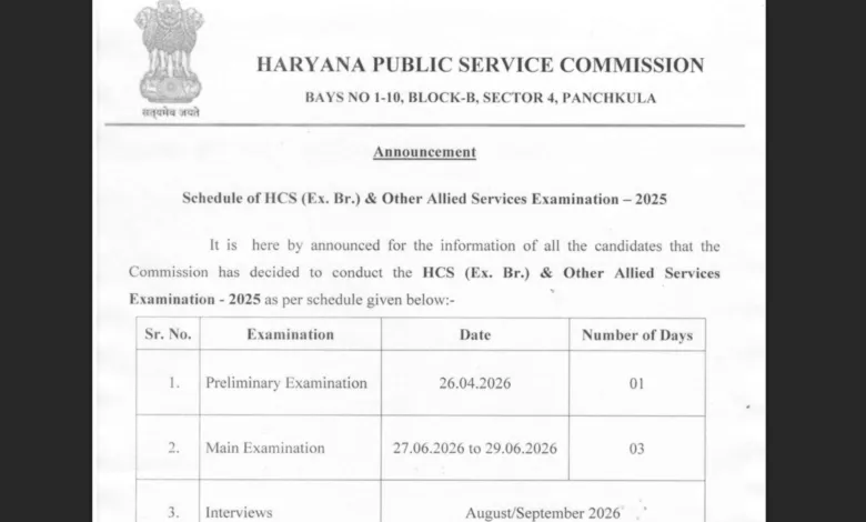 Haryana HPSC HCS Exam Date & Admit Card 2026 Released, Check Now