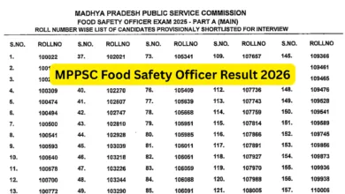 MPPSC Food Safety Officer (123 Posts) Exam Result 2026 Released, Download PDF