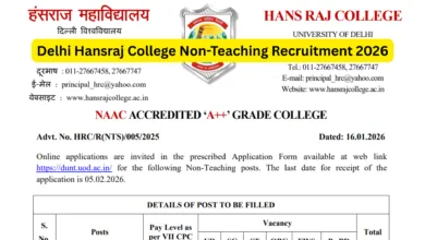 Delhi Hansraj College Non-Teaching Recruitment 2026 Notification Released & Apply Online