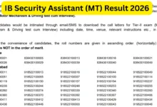 Intelligence Bureau Security Assistant (Motor Transport-455 Posts) Result 2026 Released, Download PDF