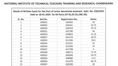 NITTTR Chandigarh Non Teaching (16 Various Posts) Result 2026 Released, Download PDF