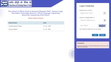 SEBI Grade A (Assistant Manager-135 Posts) Result 2026 Released, Check Now