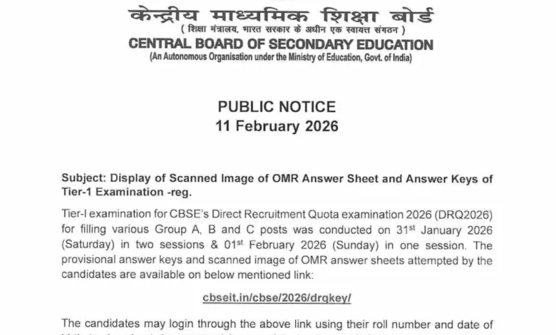 CBSE Group A, B & C (124 Posts) Exam Answer Key 2026 Released, Check From This Link