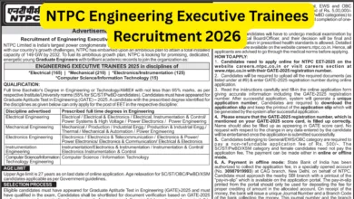 NTPC Engineering Executive Trainees Recruitment 2026 Notification Released & Apply Online for 515 Posts