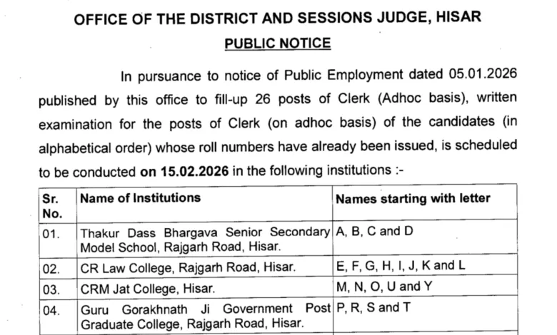 Hisar Court Clerk & Stenographer Exam Date & Admit Card 2026 Released, Check Now