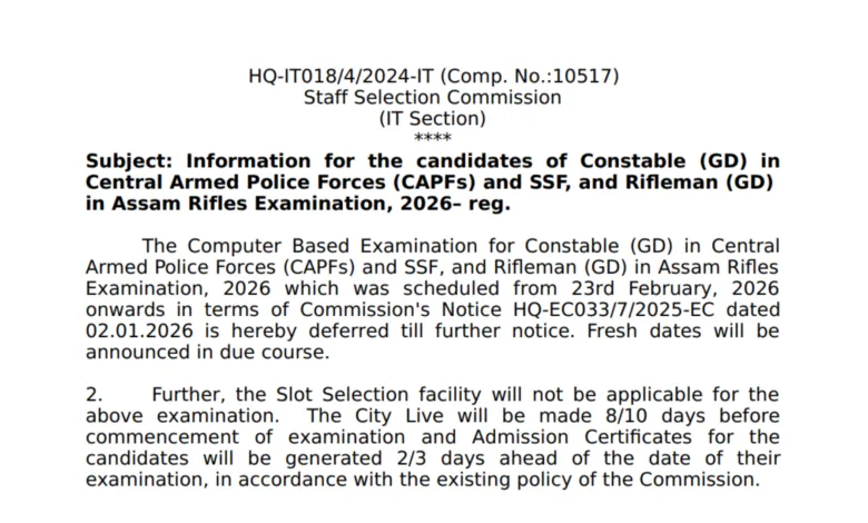 SSC GD Constable (25487 Posts) Exam Date & Admit Card 2026 Released, Check Now
