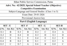 Bihar BPSC Special School Teacher (7279 Posts) Answer Key 2026 Released, Check Now