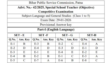 Bihar BPSC Special School Teacher (7279 Posts) Answer Key 2026 Released, Check Now