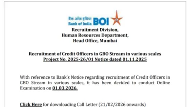 Bank of India Credit Office (514 Posts) Exam Date & Admit Card 2026 Released, Check Now