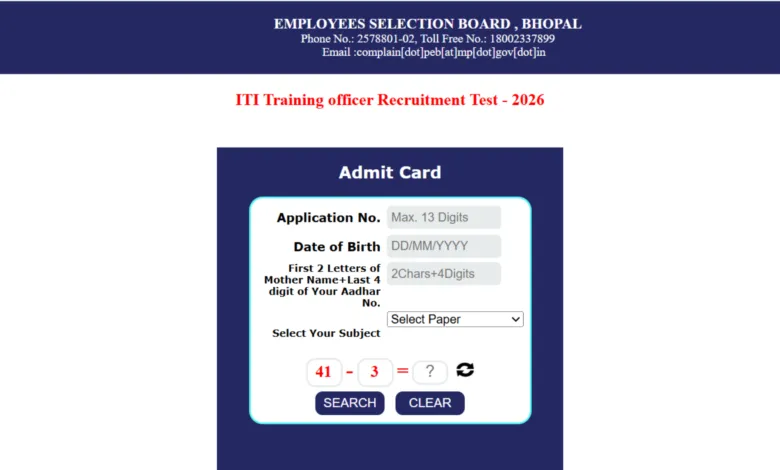 MPESB ITI Training Officer (1120 Posts) Admit Card 2026 Released, Download Now