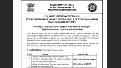 Railway RRB Section Controller (368 Posts) Answer Key 2026 Released, Check Now