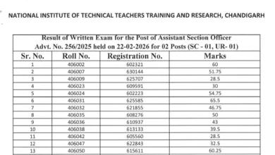 NITTTR Chandigarh Non Teaching (16 Various Posts) Result 2026 Released, Download PDF
