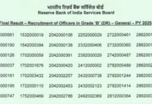 RBI Grade B Officer (120 Posts) Result 2025 Released, Check Now