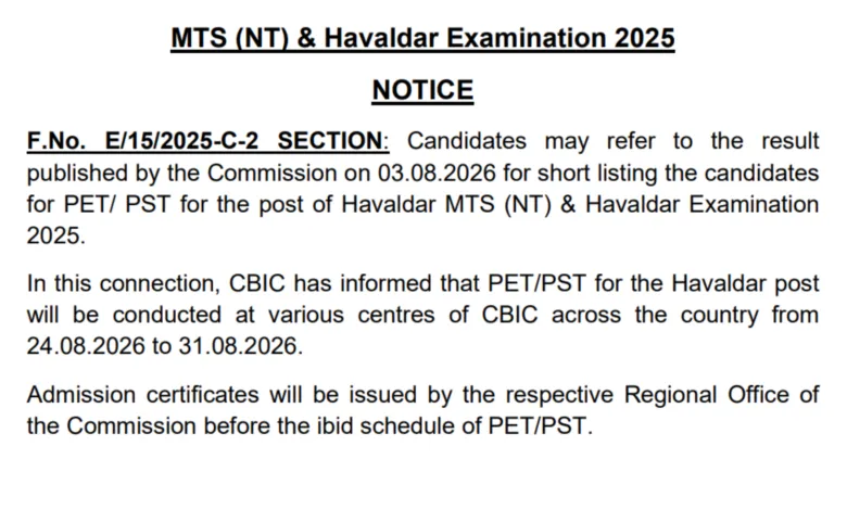 SSC MTS and Havaldar (7948 Posts) Exam Date & Admit Card 2026 Released, Check Now