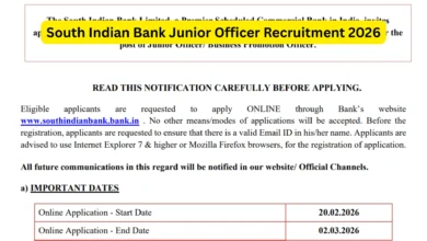 South Indian Bank (SIB) Junior Officer Recruitment 2026 Notification Released & Apply Online