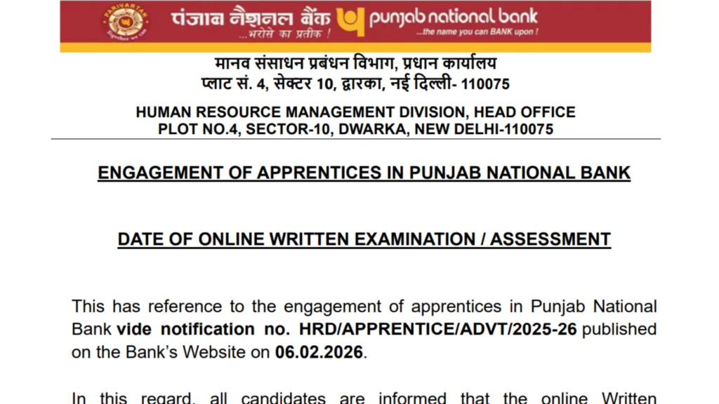 PNB Bank Apprentice (5138 Posts) Exam Date & Admit Card 2026 Released, Check Now