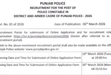 Punjab Police Constable Recruitment 2026 Notification Released for 3297 Posts, Apply Online