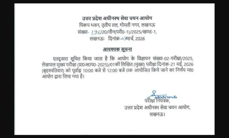 UPSSSC Lekhpal (7994 Posts) Exam Date & Admit Card 2026 Released, Check Now