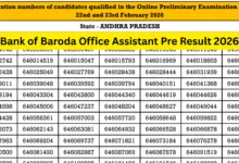 Bank of Baroda Office Assistant (500 Posts) Result 2026 Released, Download PDF