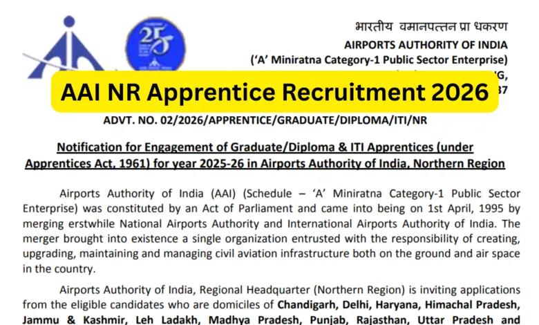AAI NR Apprentice Recruitment 2026 Notification Released & Apply Online for 133 Posts