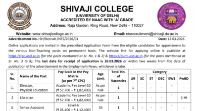 Delhi Shivaji College Recruitment 2026 Apply Online for Non-Teaching Posts