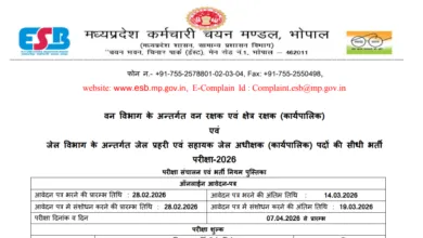 MPESB Forest Guard, Jail Prahari, Field Guard & AJS Recruitment 2026 Notification Released for 1679 Posts, Apply Online