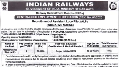 Railway RRB ALP Recruitment 2026 (CEN 01/2026) Notification Released & Apply Online for 11127 Posts