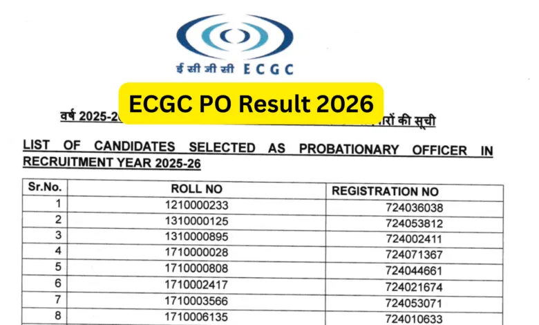 ECGC Probationary Officer (30 Posts) Result 2026 Released, Download PDF