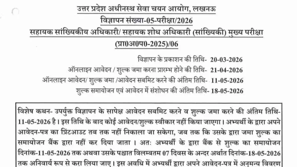 UPSSSC Assistant Statistical Officer (ASO) and Assistant Research Officer (ARO) Recruitment 2026 Notification Released & Apply Online for 929 Posts