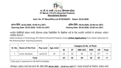 IIT Mandi Junior Assistant Recruitment 2026 Notification Released and Apply Online