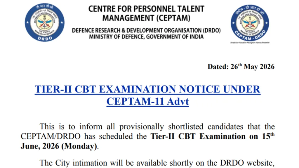 DRDO CEPTAM-11 (STA, Technician-764 Posts) Exam Date & Admit Card 2026 Released, Check Now