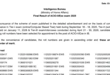 IB ACIO Gr-II / Executive (3717 Posts) Result 2025 Released, Download PDF