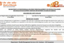 Bank of Baroda Professional Recruitment 2026 Notification Released and Apply Online for 104 Deputy Manager & AVP Posts