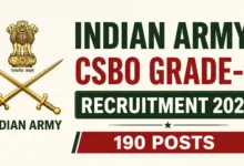 Indian Army CSBO Grade-II Recruitment 2026 Notification Released for 190 Posts, Apply Offline