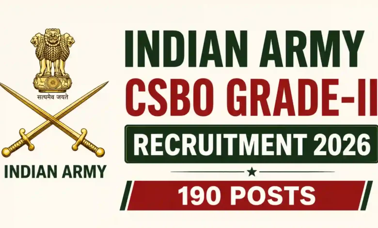 Indian Army CSBO Grade-II Recruitment 2026 Notification Released for 190 Posts, Apply Offline