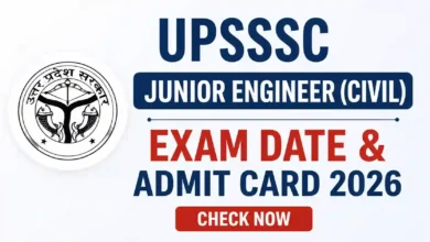 UPSSSC Junior Engineer (Civil-4612 Posts) Exam Date & Admit Card 2026 Released, Check Now