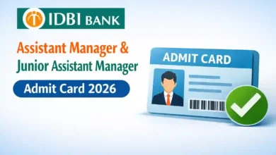 IDBI Bank Assistant Manager & JAM (1300 Posts) Exam Admit Card 2026 Released, Download Now