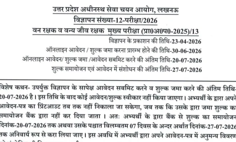 UPSSSC Forest Guard Recruitment 2026 Notification Released for 708 Posts, Apply Online