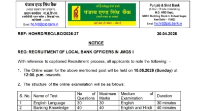 Punjab and Sind Bank Local Bank Officer (1000 Posts) Exam Date & Admit Card 2026 Released, Check Now