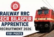 Railway RRC SECR Bilaspur Apprentice Recruitment 2026 Notification Released & Apply Online for 1191 Posts